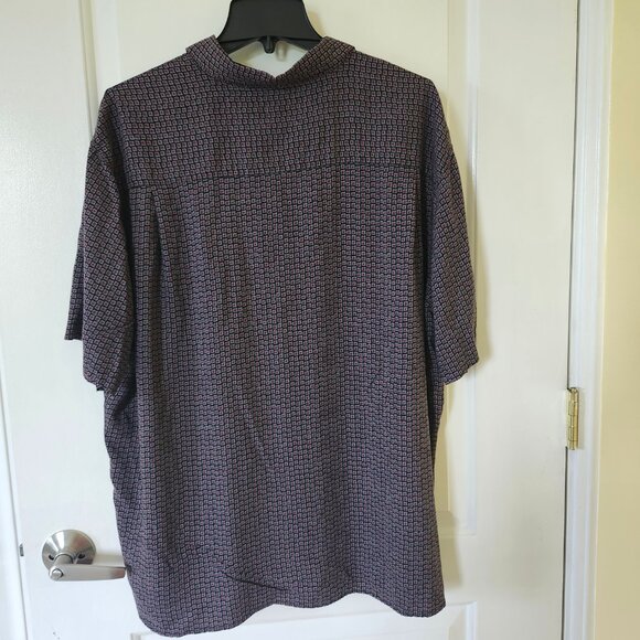 Batik Bay Dress Shirt Mens XXL Button Up Short Sleeve 100% Rayon Geometric - Picture 2 of 11